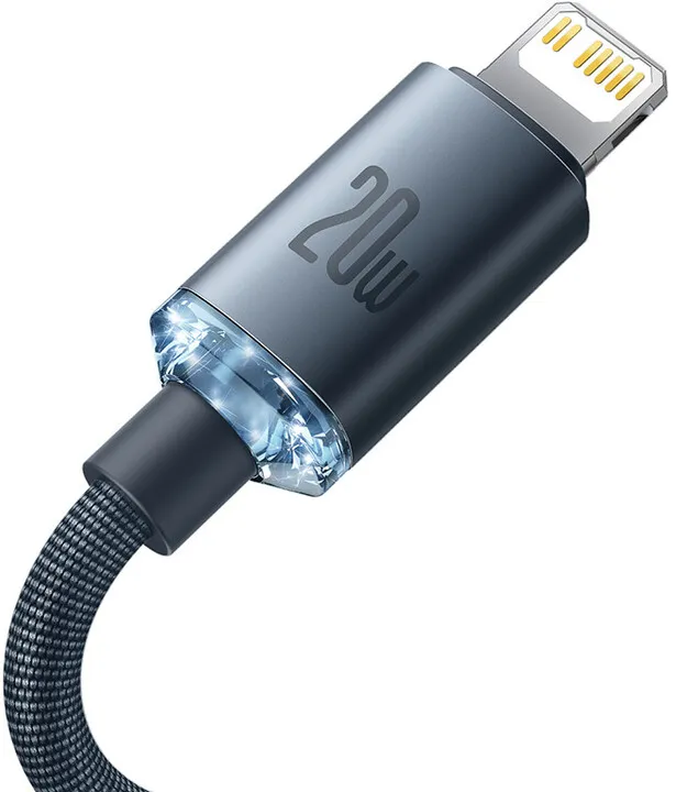 Kabllo karikimi / të dhënash Baseus Crystal Shine Series USB-C - Lightning, 20W, 2m, e zezë - 5