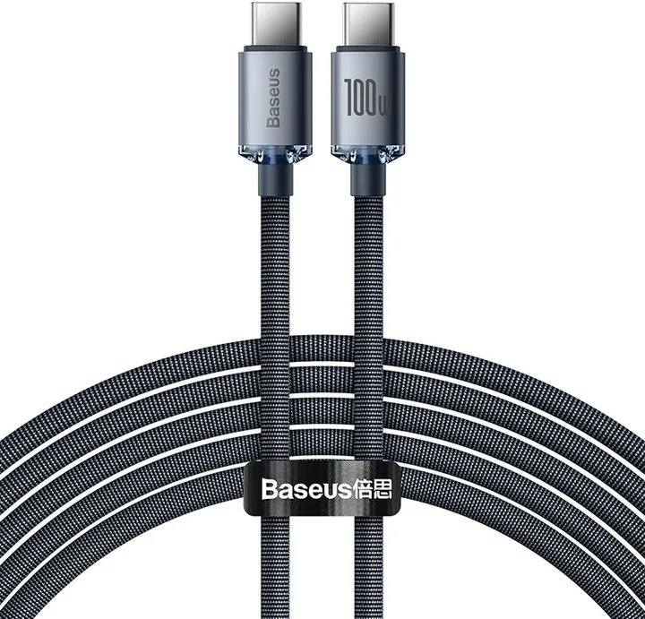 Kabllo karikimi / të dhënash Baseus Crystal Shine Series USB-C - USB-C, 100W, 2m, e zezë - 1
