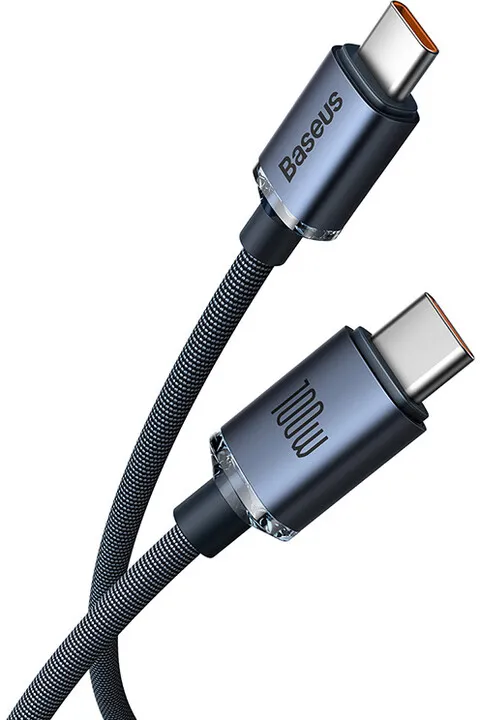Kabllo karikimi / të dhënash Baseus Crystal Shine Series USB-C - USB-C, 100W, 2m, e zezë - 2