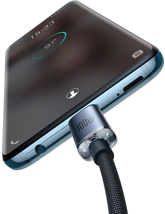 Kabllo karikimi / të dhënash Baseus Crystal Shine Series USB-C - USB-C, 100W, 2m, e zezë - 3