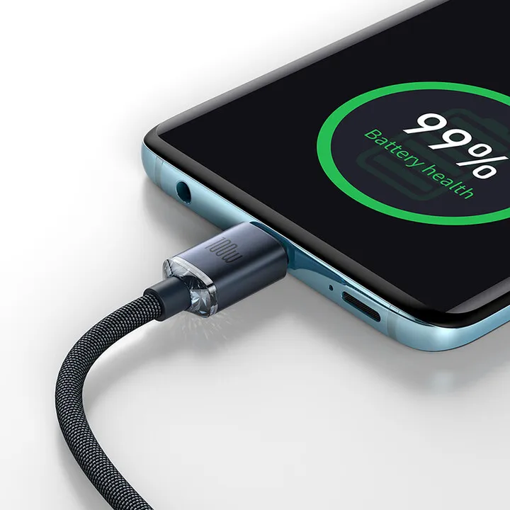 Kabllo karikimi / të dhënash Baseus Crystal Shine Series USB-C - USB-C, 100W, 2m, e zezë - 8