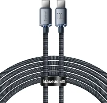 Kabllo karikimi / të dhënash Baseus Crystal Shine Series USB-C - USB-C, 100W, 2m, e zezë