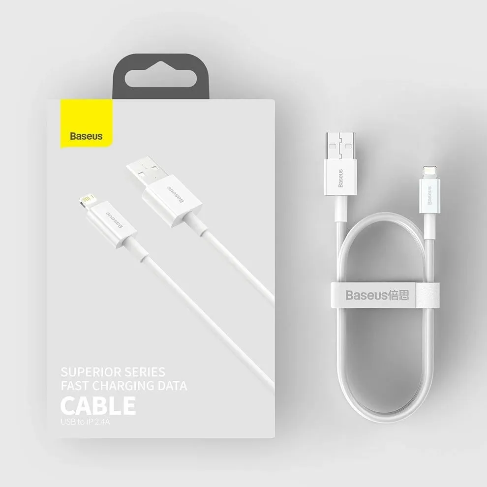 Kabllo BASEUS Superior Series USB-A - Lightning, 2.4A, 1m, e bardhë - 17