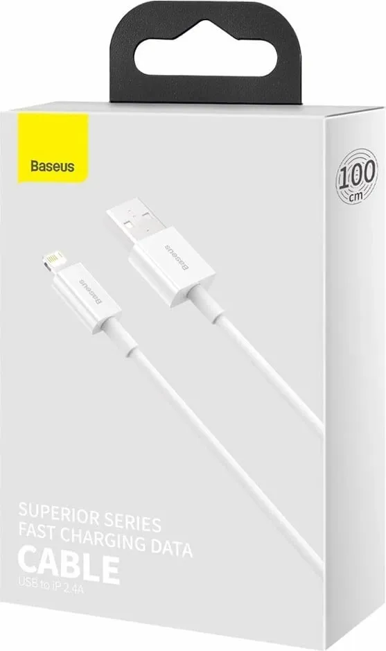 Kabllo BASEUS Superior Series USB-A - Lightning, 2.4A, 1m, e bardhë - 5