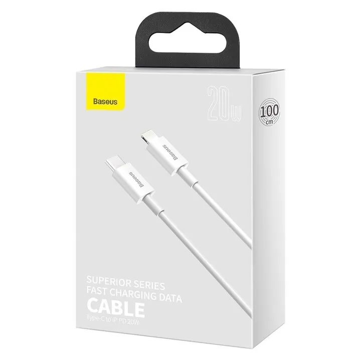 Kabllo BASEUS Superior Series USB-C - Lightning, 20W, 1m, e bardhë - 10