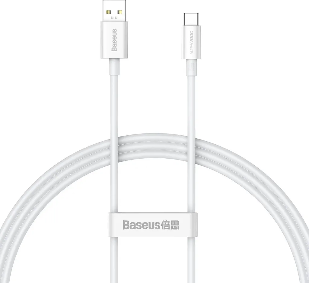 Kabllo Baseus Superior Series SUPERVOOC USB-A në USB-C 65W, 1m, Bardhë - 1