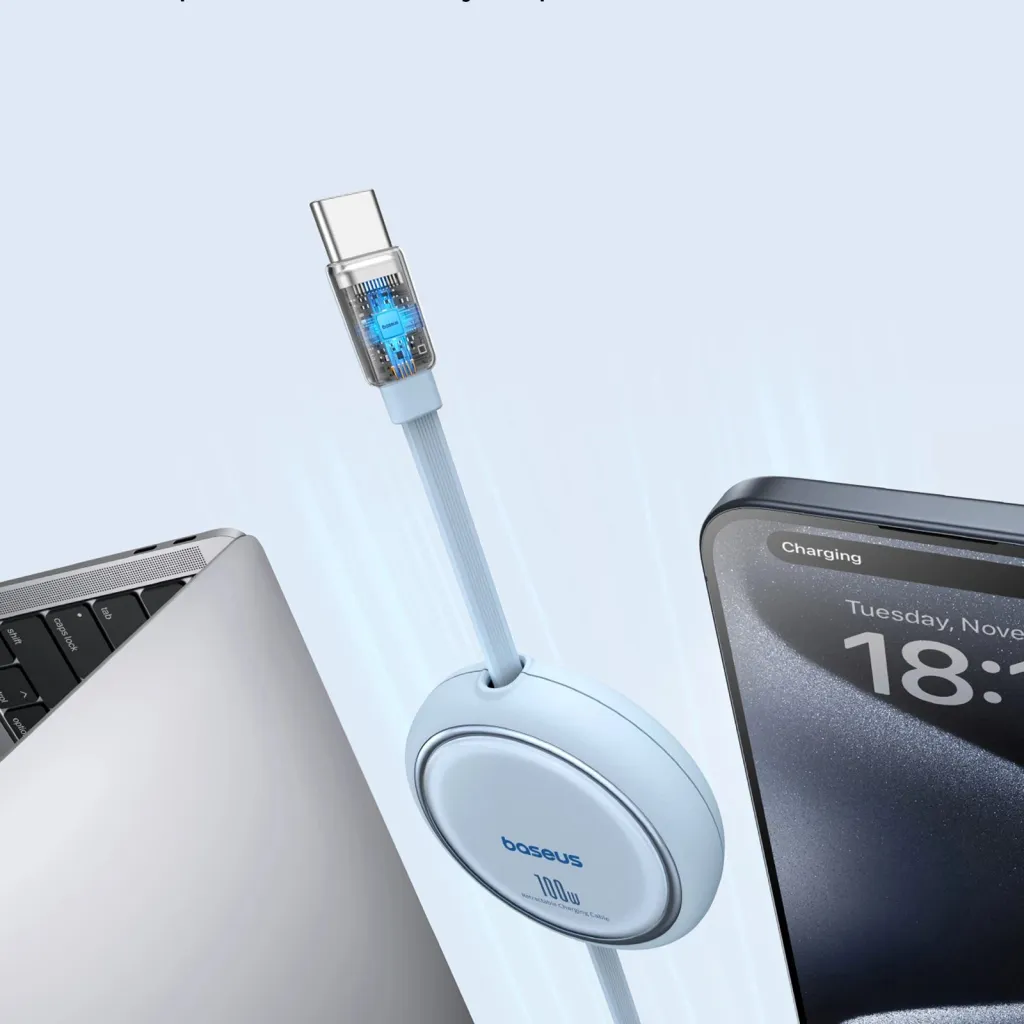 Kabllo Baseus Free2Draw Mini USB-C në USB-C, 100W, 1m, kaltër - 4