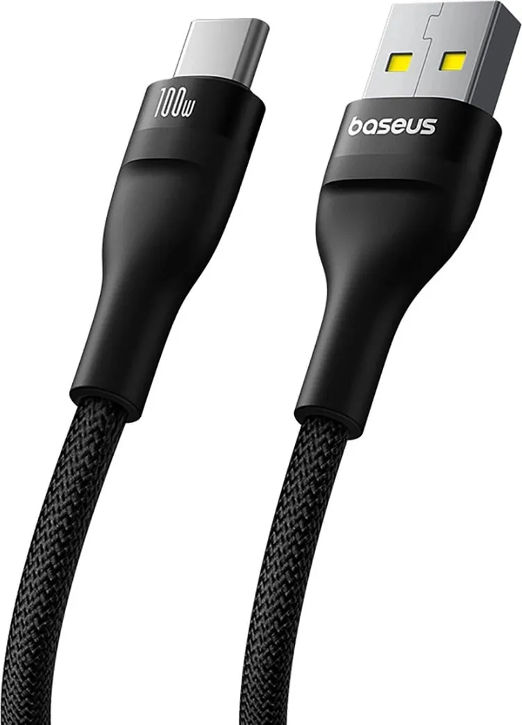 Kabllo Baseus Flash 2, USB-A në USB-C, 1m, 100W, e zezë - 3