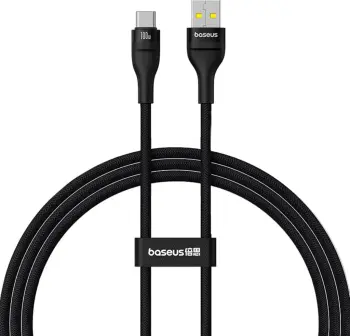 Kabllo Baseus Flash 2, USB-A në USB-C, 1m, 100W, e zezë