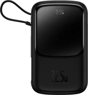 Powerbank Baseus Qpow Pro+ 10000mAh, 22.5W, me kabllo USB-C, Bardhë