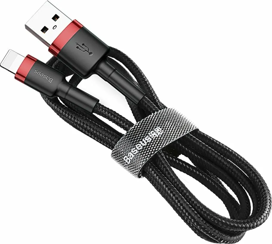 Kabllo Baseus Cafule CALKLF-R91, USB-A në Lightning, 3m, e zezë/kuqe - 5