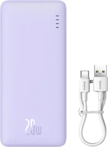 Powerbank Baseus Airpow 20000mAh, 20W, me kabllo USB-A në USB-C, Vjollcë