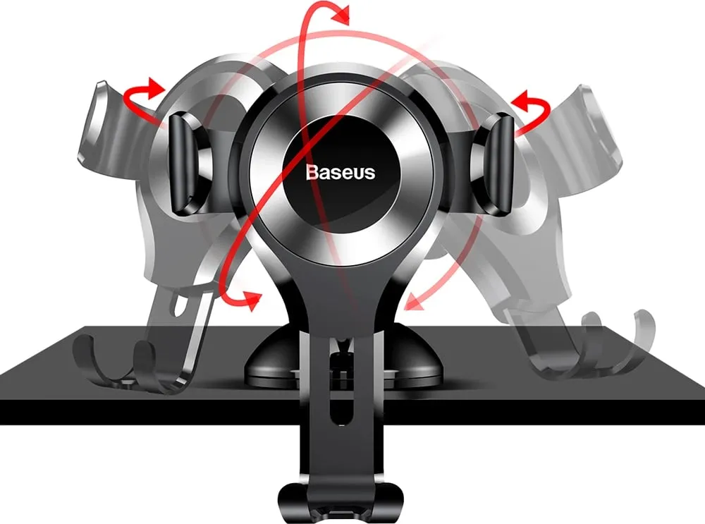 Mbajtës graviteti për celular Baseus Osculum SUYL-XP0S, për xham ose panel, zi dhe argjendtë - 4