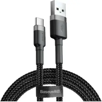 Kabllo Baseus Cafule USB-A në USB-C, 3m, Gri/Zi