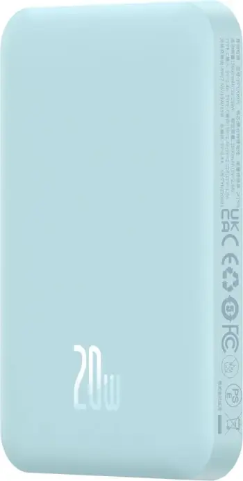Power bank Baseus Magnetic Mini 5000mAh, 20W, me kabllo USB-C, Bardhë