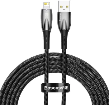 Kabllo Baseus Glimmer Series USB-A në Lightning, 2m, 2.4A, e zezë