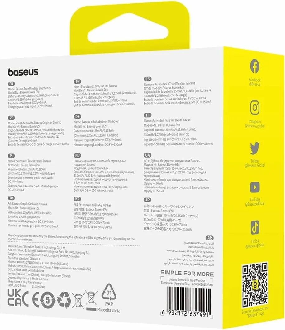 Kufje TWS Baseus Bowie E5, Bluetooth 5.3, Blu - 13