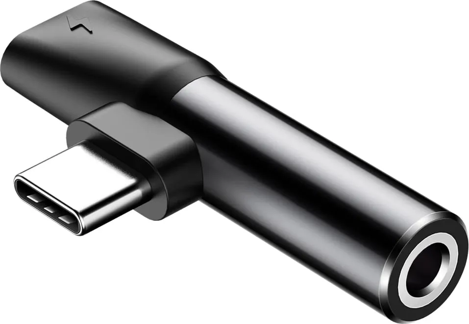 Adapter audio Baseus L41, USB-C në USB-C + 3.5 mm, i zi - 1