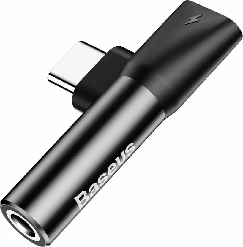 Adapter audio Baseus L41, USB-C në USB-C + 3.5 mm, i zi - 3