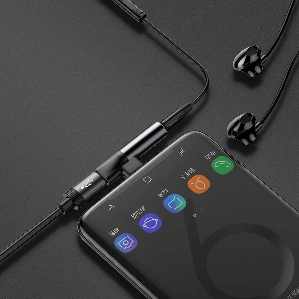 Adapter audio Baseus L41, USB-C në USB-C + 3.5 mm, i zi - 7