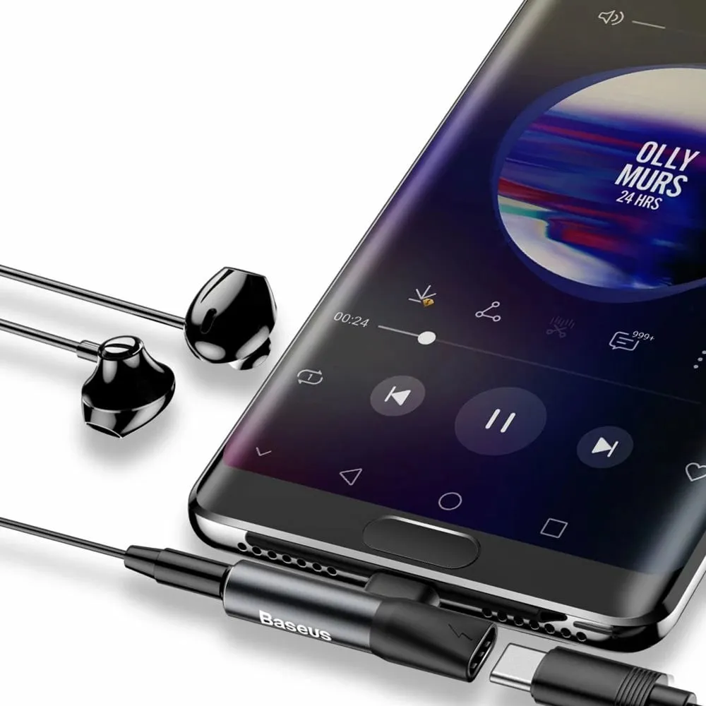 Adapter audio Baseus L41, USB-C në USB-C + 3.5 mm, i zi - 8