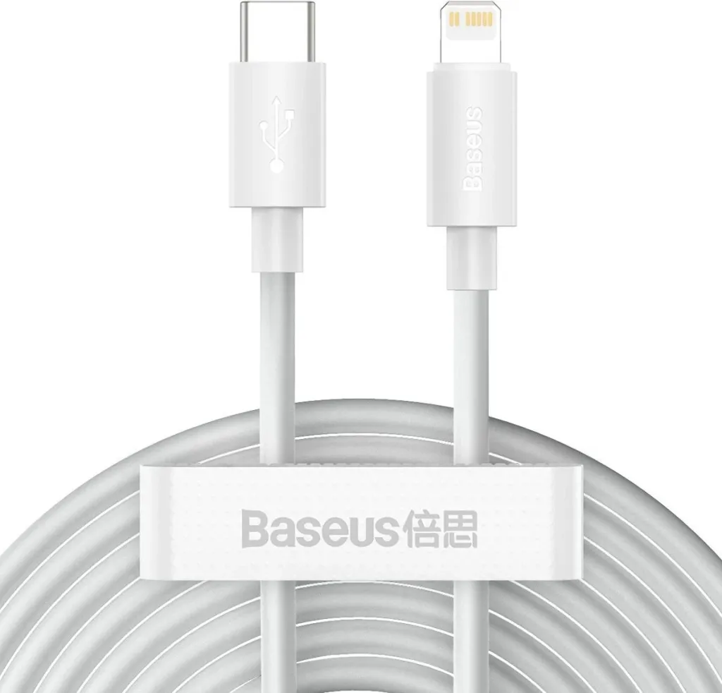 Kabllo Baseus, USB-C – Lightning, 1.5 m, e bardhë - 1