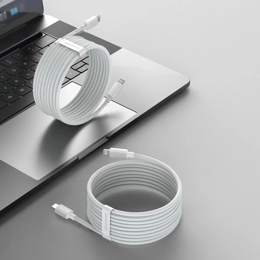 Kabllo Baseus, USB-C – Lightning, 1.5 m, e bardhë - 6