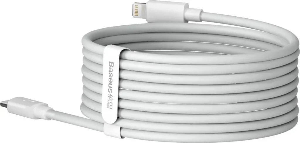 Kabllo Baseus, USB-C – Lightning, 1.5 m, e bardhë - 7