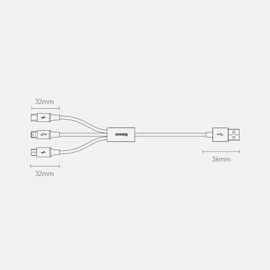 Kabllo 3-në-1 Baseus Superior, USB-C / Lightning / micro USB, 1.5m, Blu - 20
