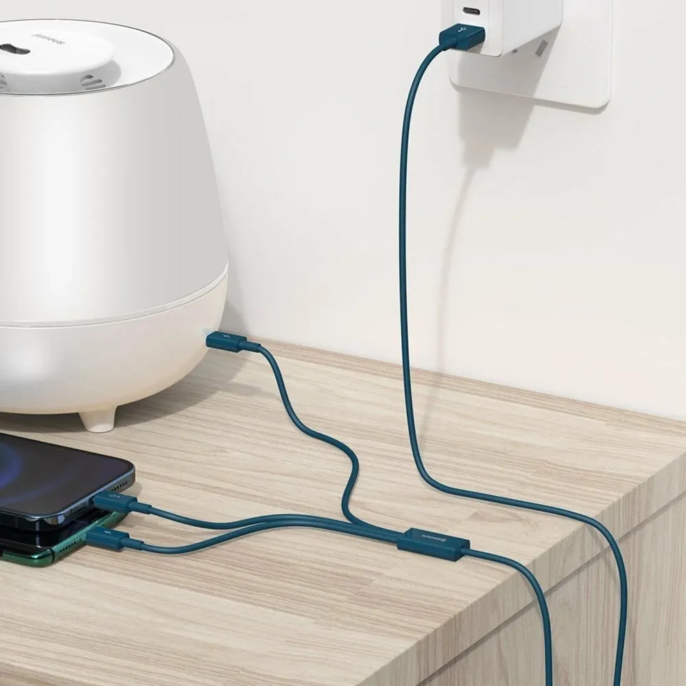 Kabllo 3-në-1 Baseus Superior, USB-C / Lightning / micro USB, 1.5m, Blu - 9