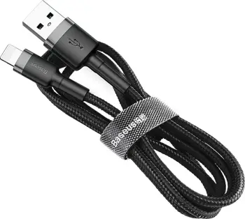 Kabllo Baseus Cafule CALKLF-CG1, USB-A në Lightning, 2m, 1.5A, e zezë/gri