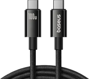 Kabllo USB-C në USB-C Baseus Tungsten Gold, 1.5m, 100W, 4K 60Hz, e zezë