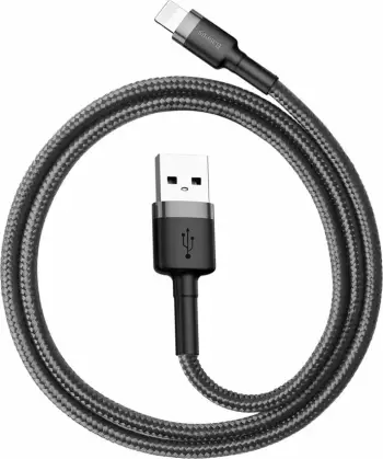 Kabllo Baseus USB-A-Lighting, 0.5m, 2.4A, e zezë / e hirtë