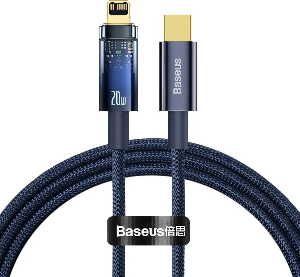 Kabllo Baseus Explorer USB-C në Lightning, 1m, 20W, Kaltër - 1