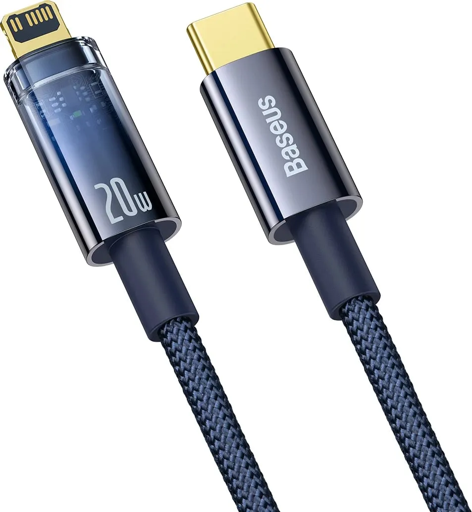 Kabllo Baseus Explorer USB-C në Lightning, 1m, 20W, Kaltër - 2
