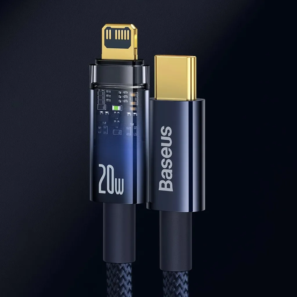 Kabllo Baseus Explorer USB-C në Lightning, 1m, 20W, Kaltër - 11