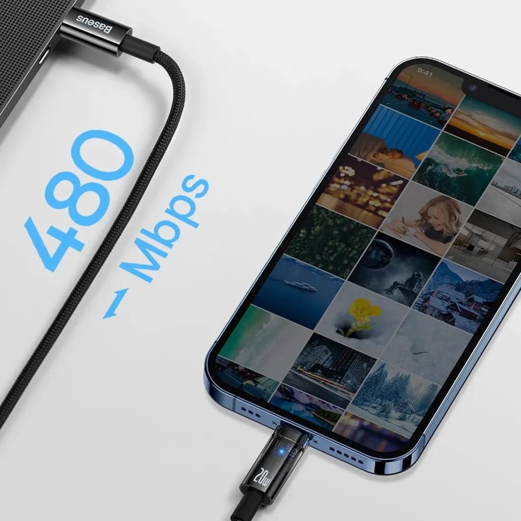 Kabllo Baseus Explorer USB-C në Lightning, 1m, 20W, Kaltër - 20