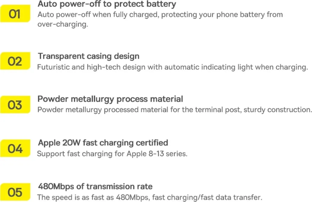 Kabllo Baseus Explorer USB-C në Lightning, 1m, 20W, Kaltër - 23