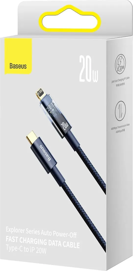 Kabllo Baseus Explorer USB-C në Lightning, 1m, 20W, Kaltër - 5