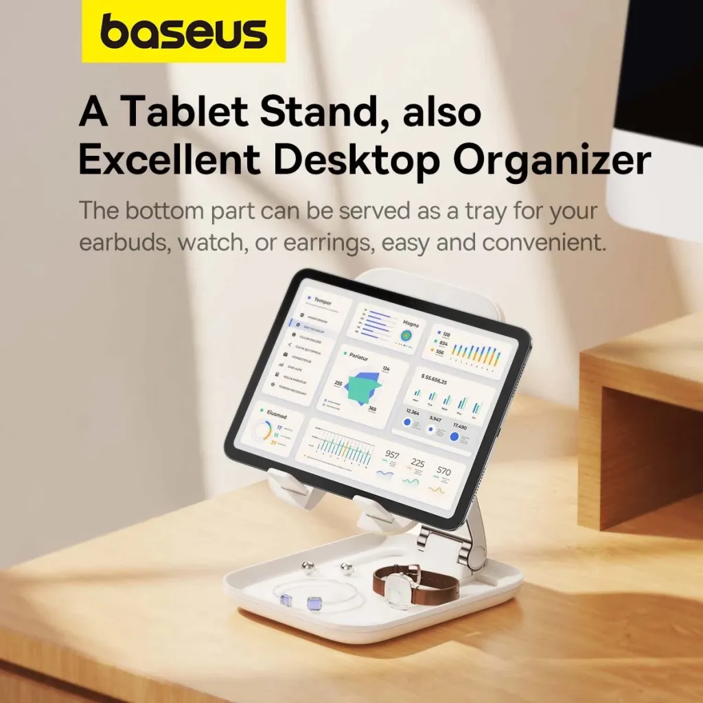 Mbajtëse tabletë Baseus BS-HP009 Seashell Series, e palosshme, e bardhë - 9