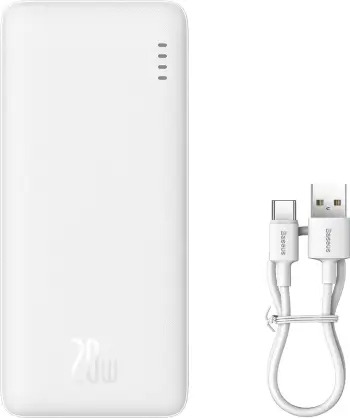 Powerbank Baseus Airpow 10000mAh, 20W, me kabllo USB-A në USB-C, e zezë