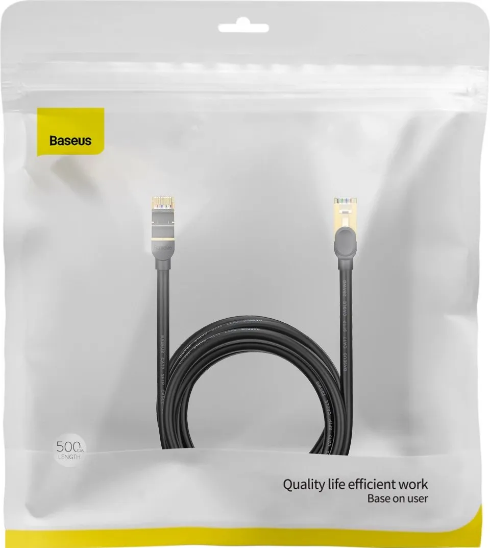 Kabllo rrjeti Baseus Speed Seven Cat 7, RJ45, 10Gbps, 5m, e zezë - 5