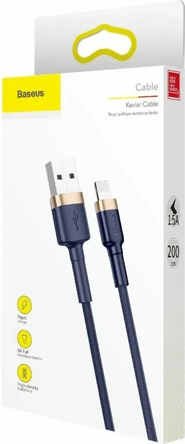Kabllo Baseus Cafule CALKLF-CV3, USB-A në Lightning, 2m, 1.5A, Blu-Ari - 6
