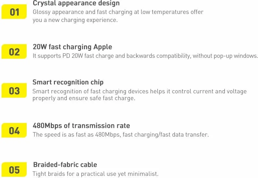 Kabllo Baseus CAJY000203 Lightning në USB-C, 1.2m, 20W, Blu - 17