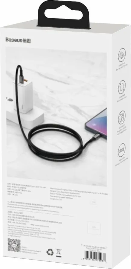 Kabllo Baseus CATLWJ-01, USB-C në Lightning, 1m, 20W, e zezë - 6