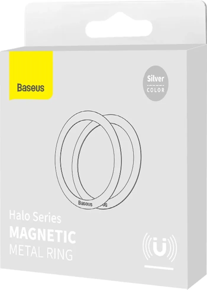 Unazë magnetike Baseus Halo Series, 2 copë, për MagSafe, argjendtë - 4