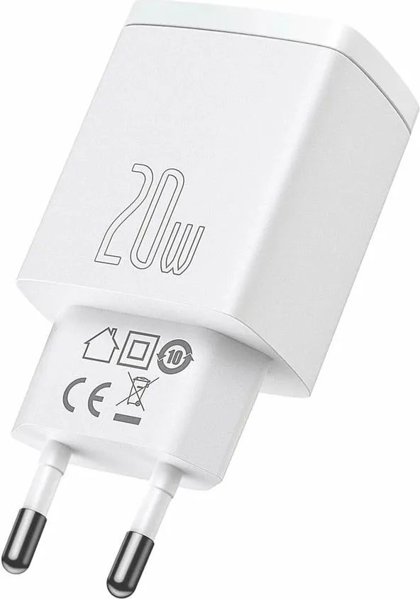 Karikues muri Baseus CCXJ-B02, 20W, 2 porta (USB-A & USB-C), i bardhë - 4