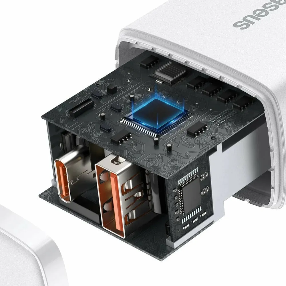 Karikues muri Baseus CCXJ-B02, 20W, 2 porta (USB-A & USB-C), i bardhë - 6