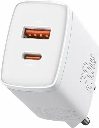 Karikues muri Baseus CCXJ-B02, 20W, 2 porta (USB-A & USB-C), i bardhë