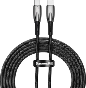 Kabllo karikimi e shpejtë Baseus Glimmer Series USB-C, 2m, 100W, 480Mbps, e zezë